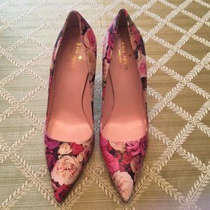 Kate Spade Licorice Rose Printed Leather Hells 9.5